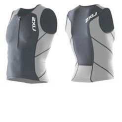 2XU Men's Compression Tri Singlet, White/Grey (Small) -Cycling Gear 21ME4hS957L
