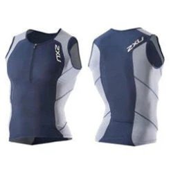 2XU Men's Compression Tri Singlet, White/Grey (Small) -Cycling Gear 31ouVn4h4uL