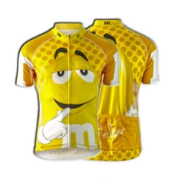 M&M's Signature Men's Cycling Jersey (S, M, L, XL, 2XL, 3XL) -Cycling Gear M Ms Yellow Front and Back