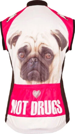 Pugs Women's Sleeveless Cycling Jersey (M, L, 2XL) -Cycling Gear Pug Jersey Back