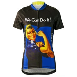 Rosie The Riveter Women's Cycling Jersey (S, M, XL, 2XL) -Cycling Gear Rosie Blue Front