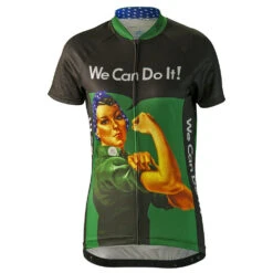 Rosie The Riveter Women's Cycling Jersey (S, M, XL, 2XL) -Cycling Gear Rosie Green Front