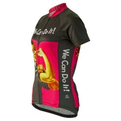 Rosie The Riveter Women's Cycling Jersey (S, M, XL, 2XL) -Cycling Gear Rosie Pink Left