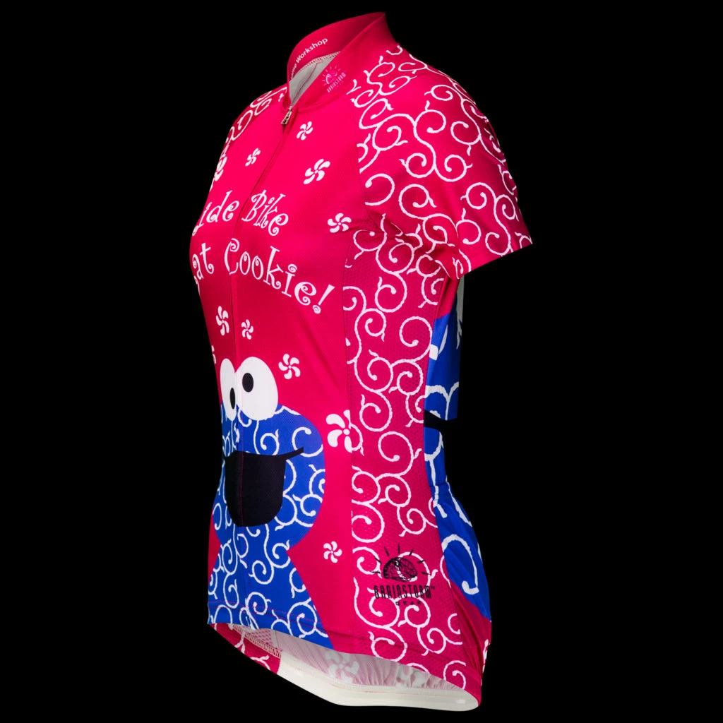 Sesame Street Cookie Monster Women's Pink Cycling Jersey (S, M, XL, 2XL) 6 Sesame Street Cookie Monster Women's Pink Cycling Jersey (S, M, XL, 2XL) - Image 4