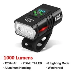1000LM Bike Headlight T6 Bicycle Flashlight LED USB Rechargeable Torch Aluminum Alloy Cycling High Beam Low Accessories -Cycling Gear medium a8f594ce 8f61 4620 a983 e00b7152fd3c